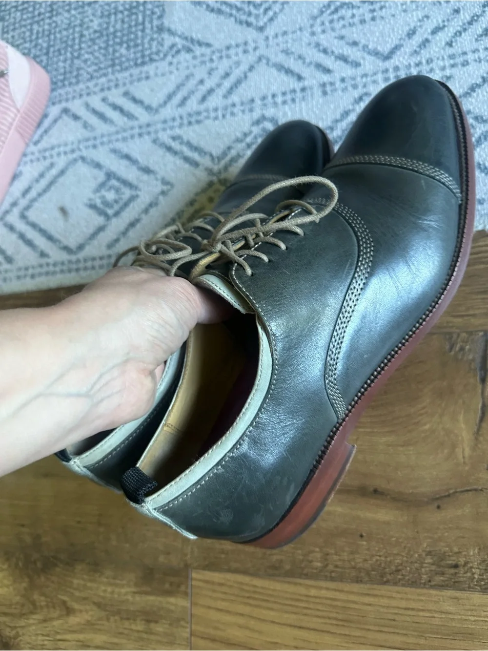 Johnston & Murphy Dark Green Cap-Toe Oxford Lace-Up